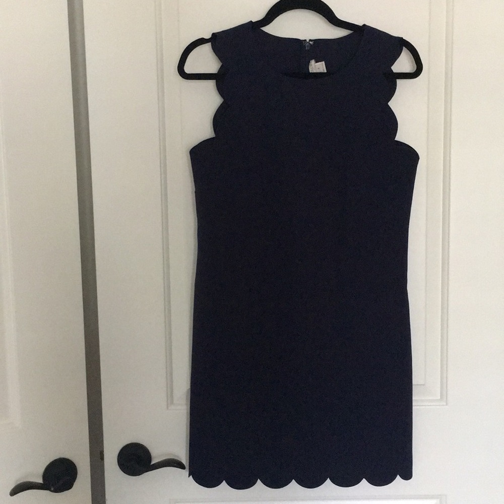JCrew Factory Scalloped Navy Mini Dress